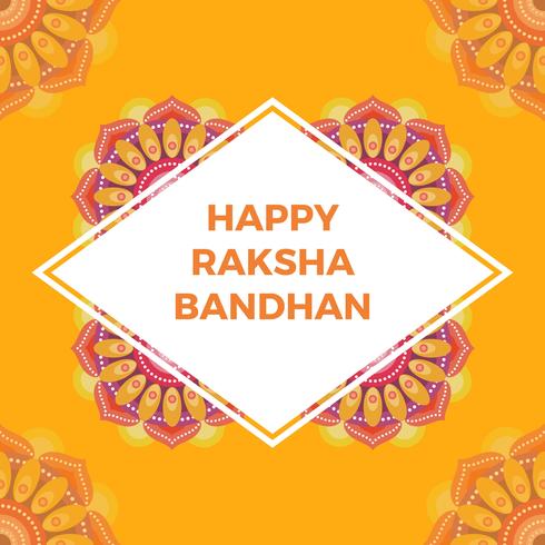 Flat Happy Rakhi Greetings With Mandala Background Vector Illustration