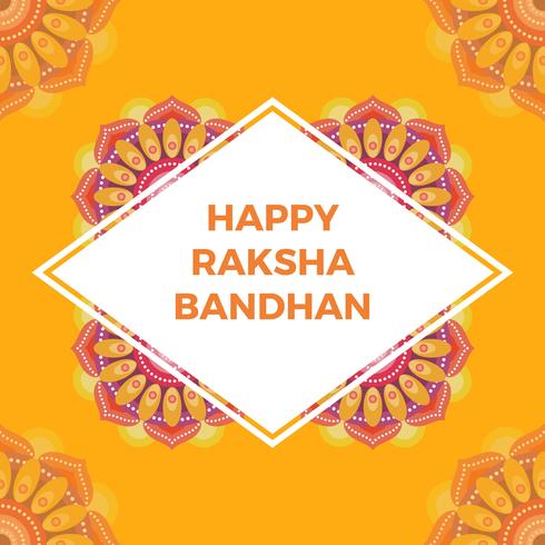 Flat Happy Rakhi Greetings With Mandala Background Vector Illustration