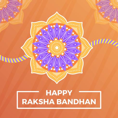 Flat Happy Rakhi Greetings With Mandala Background Vector Illustration