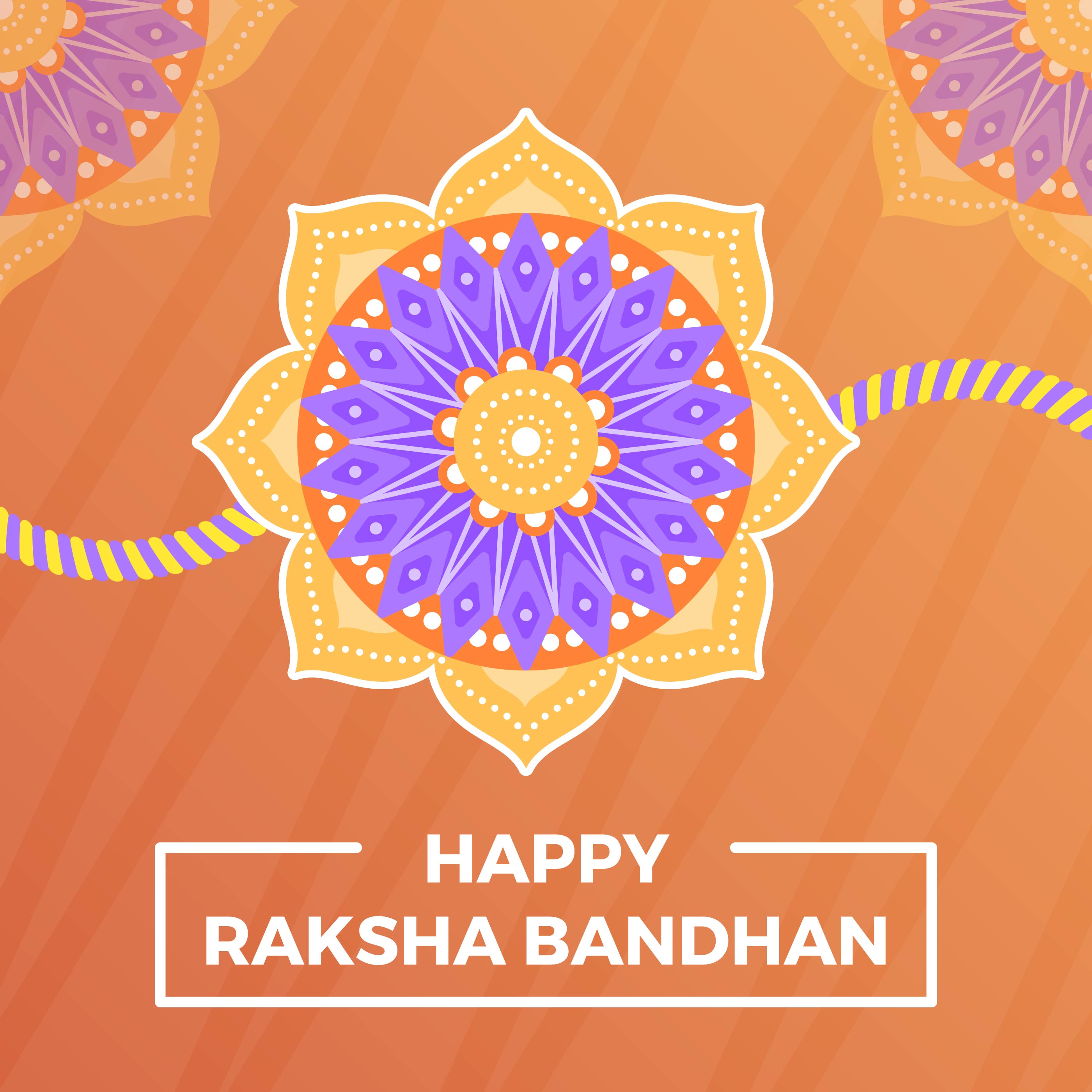 Flat Happy Rakhi Greetings With Mandala Background Vector Illustration