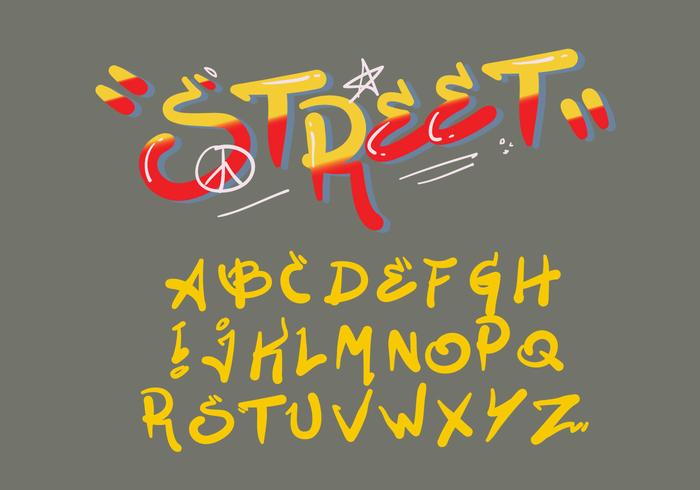 aerosol vector de alfabeto de graffiti de estilo de pincel