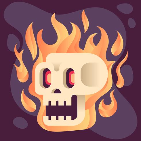 Ilustración de calavera llameante vector