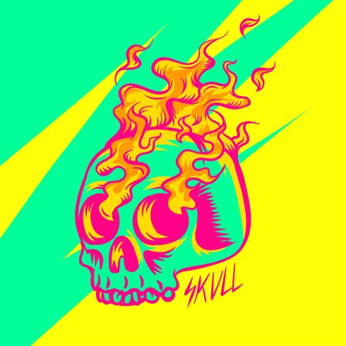 Flaming Skull Patch Vector