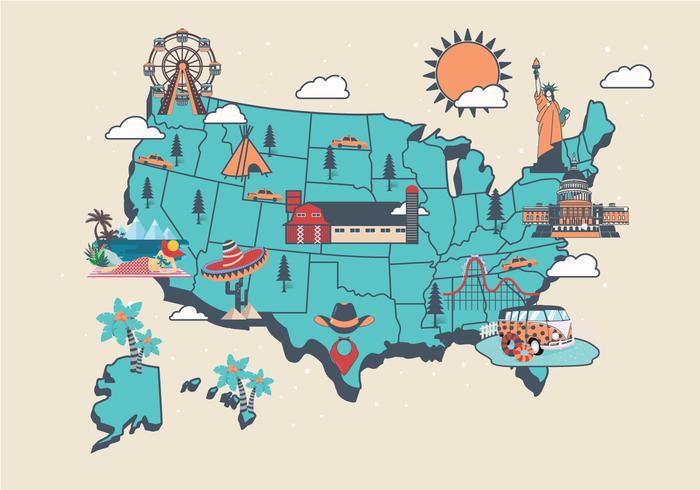 United States Landmark Map Vol2 Vector