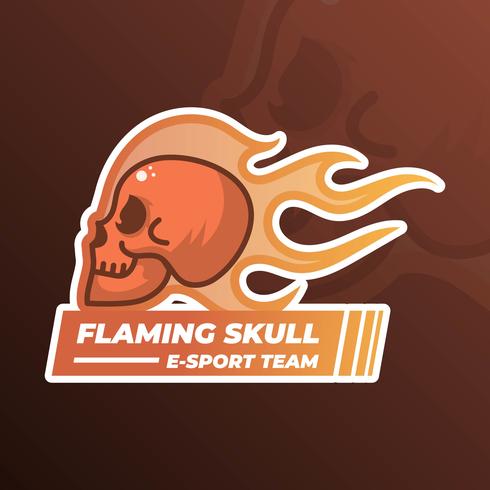 Flat Modern Minimalist Flaming Skull With Gradient Flame Background Vector Illustration