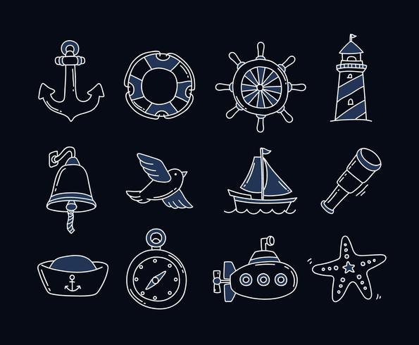 Handdrawn Nautical Icons vector