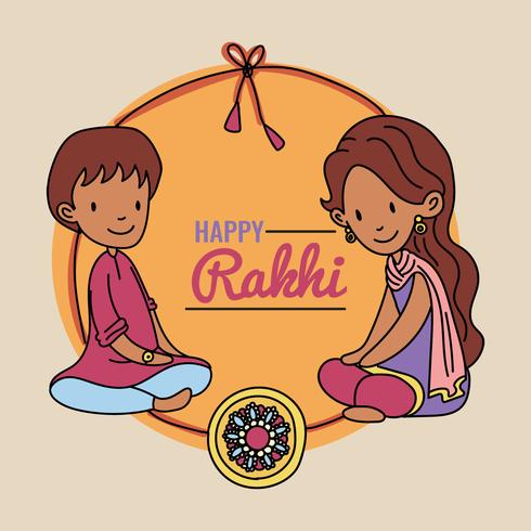 Brother, Sister And The Rakhi Bracelet vector