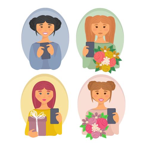 Girls Taking Selfies vector