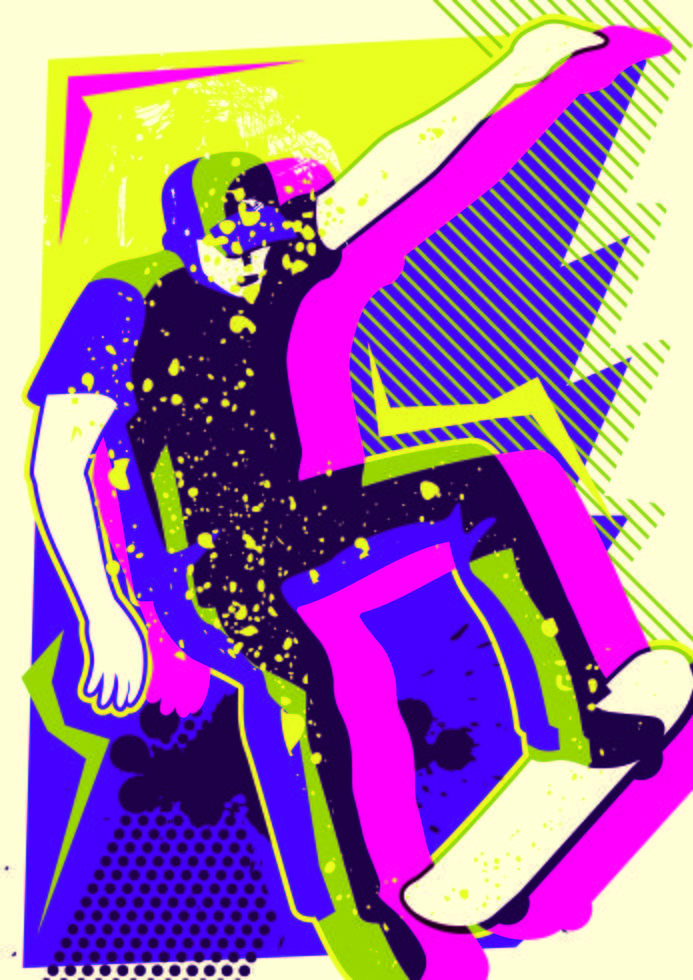 Skateboard Pop Art 226172 Vector Art at Vecteezy