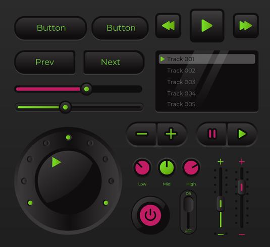 Control moderno de la interfaz de usuario de música de audio vector