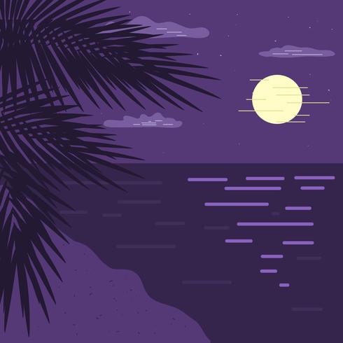 Vector de playa de noche