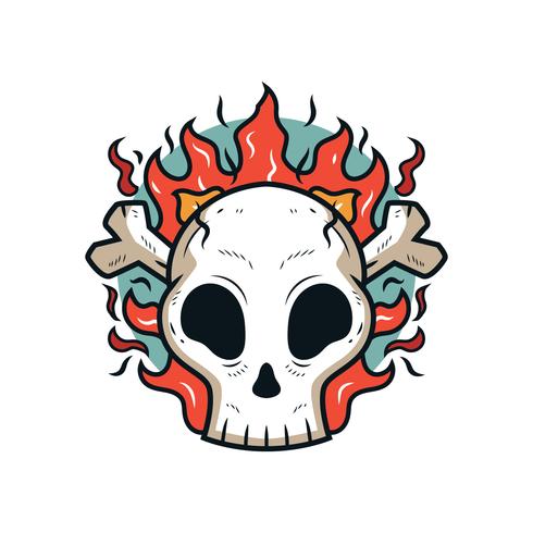 vector de calavera llameante