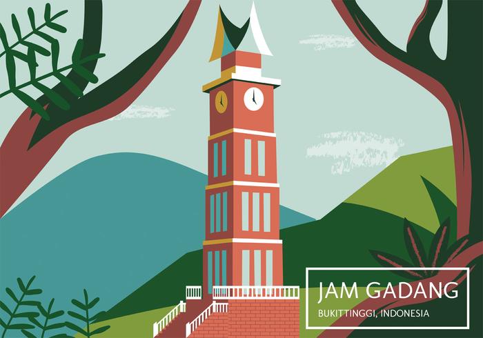 Indonesia Pride Building Jam Gadang Vector Design