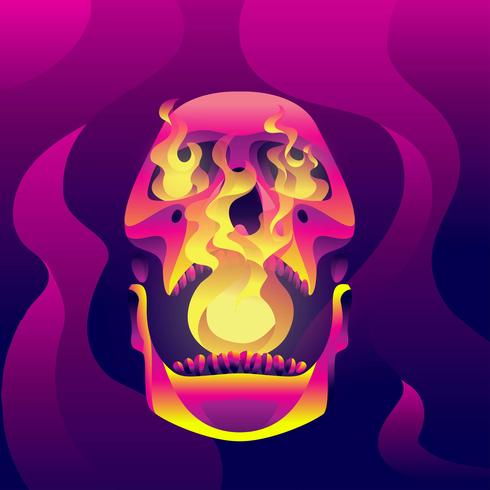 vector de calavera llameante