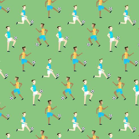 Cute Pattern With People Playing Soccer vector