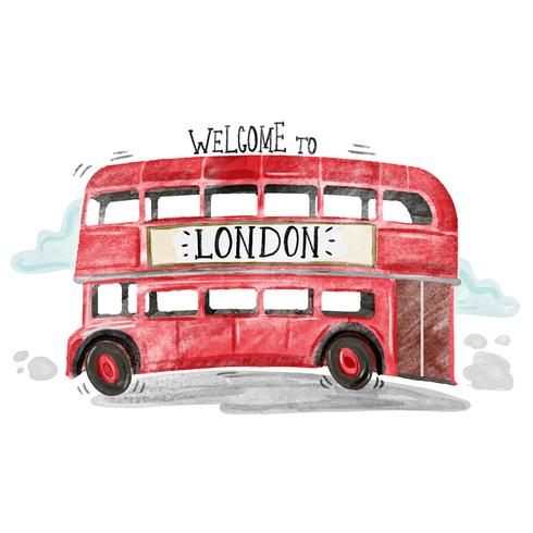 Cute Red London Bus  vector