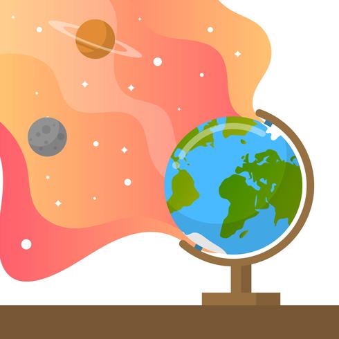 Flat Globe With Gradient background Vector Illustration