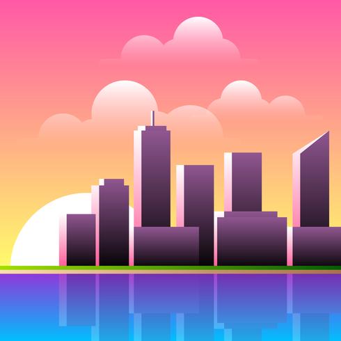 Ilustración de concepto de paisaje al atardecer vector