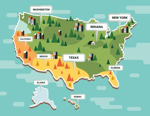 United States Landmark Map Vector