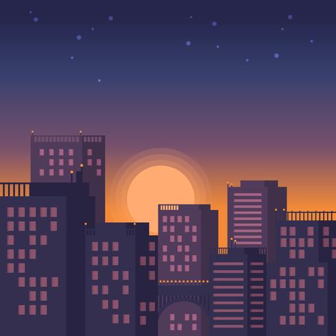 Paisaje urbano Sunset Vector