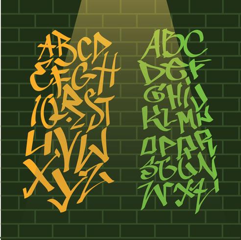 Graffiti Alphabets on Wall Vector Pack