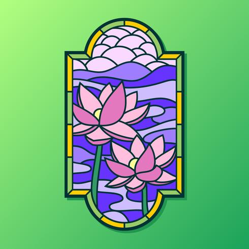 Lotus Stained Glass Window Vector