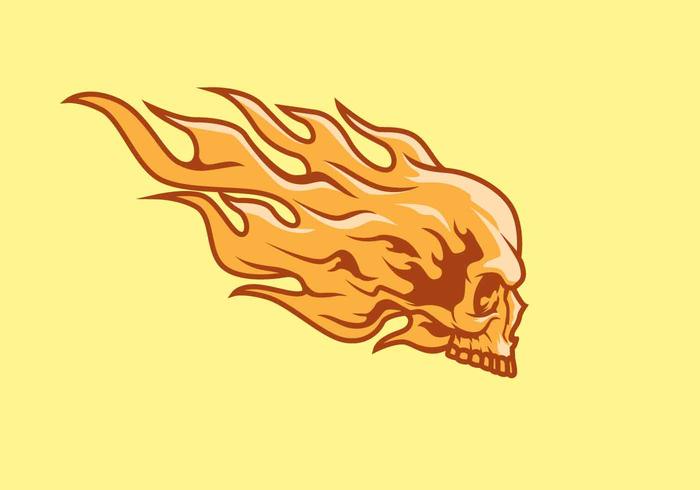 flaming skull vector logo mascot illustration