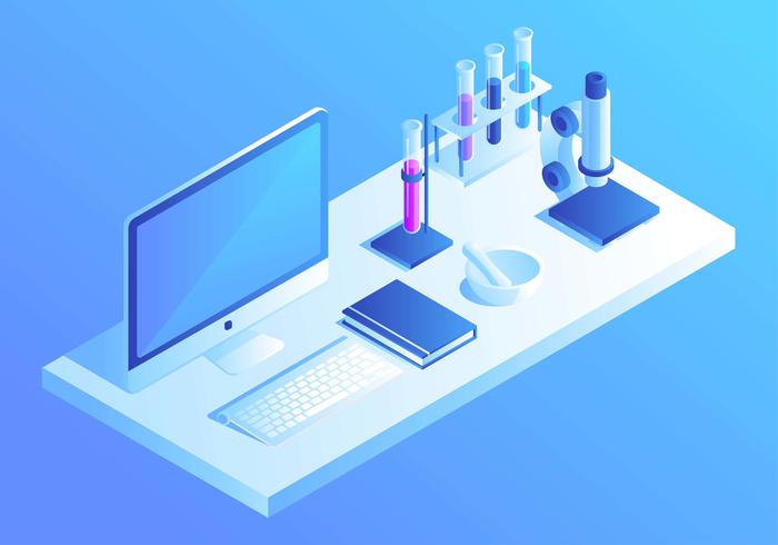Isometric Lab Desk Vector
