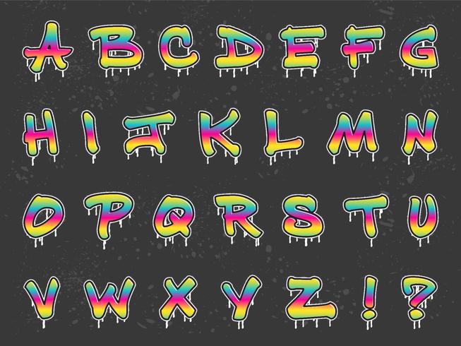 Conjunto colorido del vector del alfabeto de Graffiti