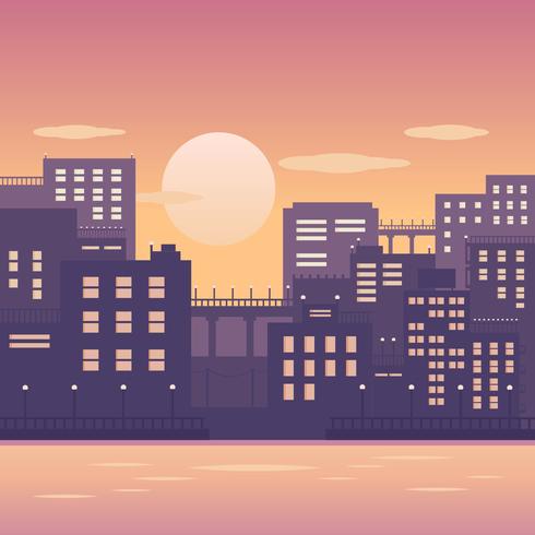 Cityscape Sunset Vector