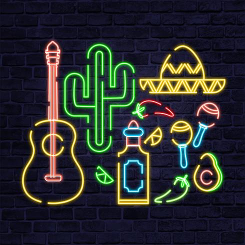 Vector Mexico Neon Elements