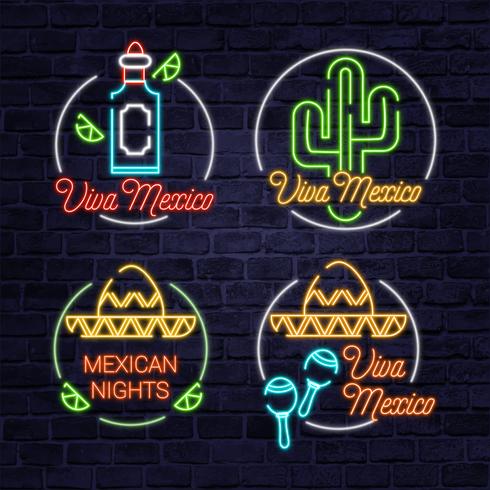 vector letrero de neón de viva mexico