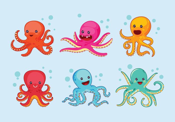 Conjunto de pulpo lindo con expresión vector