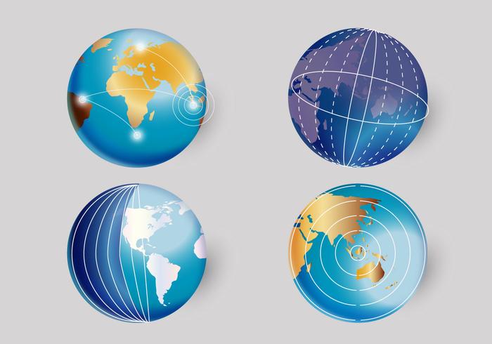 3D Realistic World Globe Vector Illustration