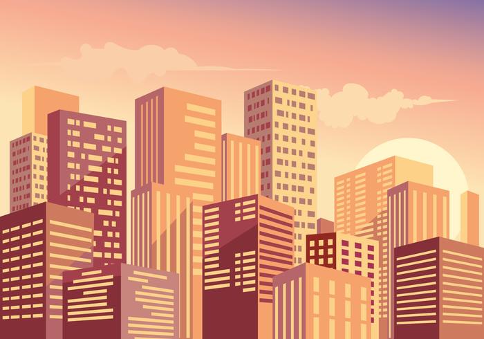 Beautiful  Cityscape at Sunset vector