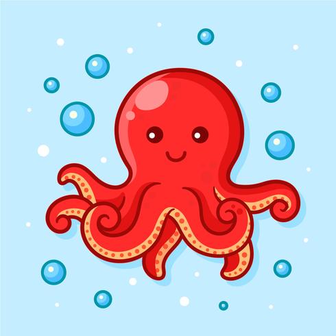 Ilustración linda del vector del pulpo