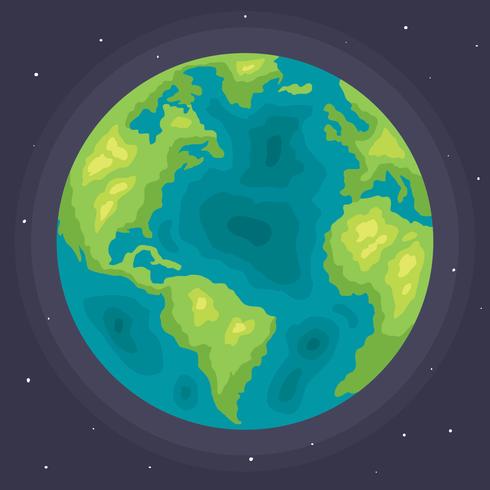 Flat Globe On Dark Blue Vector