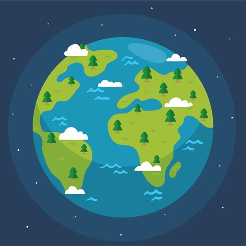 Globe With Tree And Cloud Vector