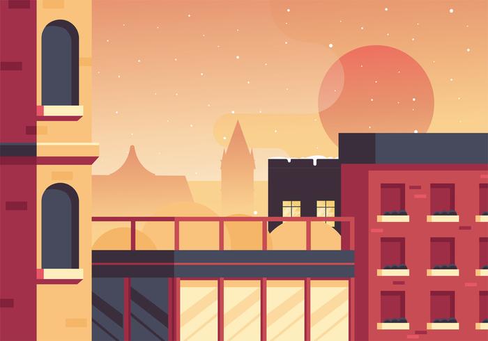 City Scape Sunset Vector Design