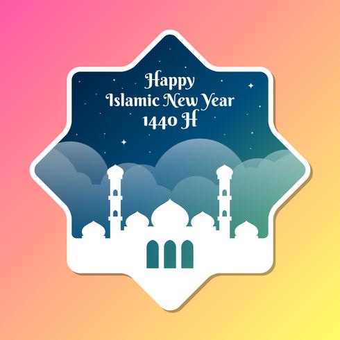 1440 Hijri, año nuevo islámico, feliz, Muharram, saludo, tarjeta vector