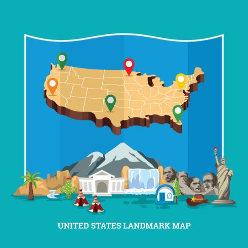 United States Landmark Map vector