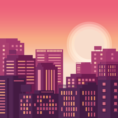 Paisaje urbano Sunset Vector