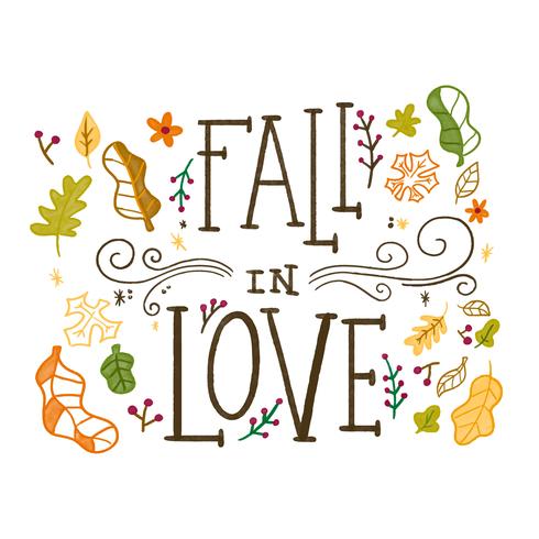 Watercolor Autumn Elements Falling Around Lettering  vector