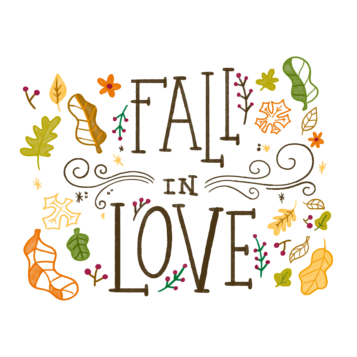 Fall around. Illustration around Letters.