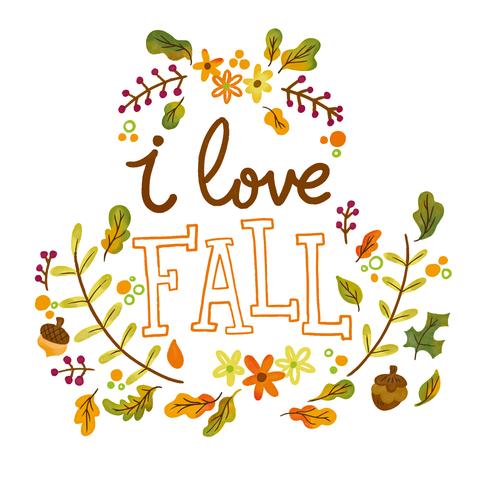 Cute Autumn Leaves And Branches With Lettering vector