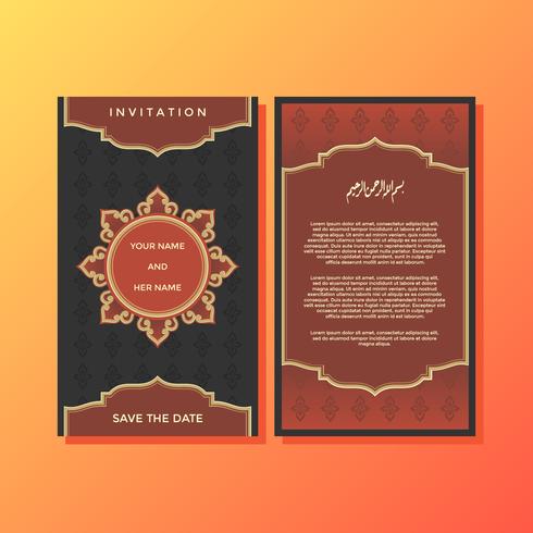 vector de plantilla de invitación de estilo islámico lujo rojo