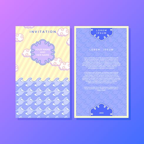 Cute Japanese Style Invitation Template Vector