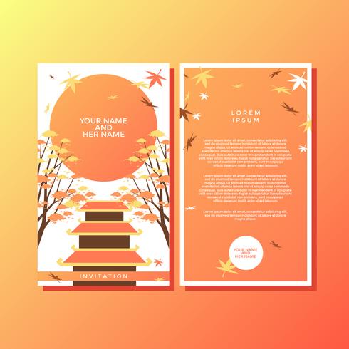 Plantilla de invitación de estilo japonés otoño Vector