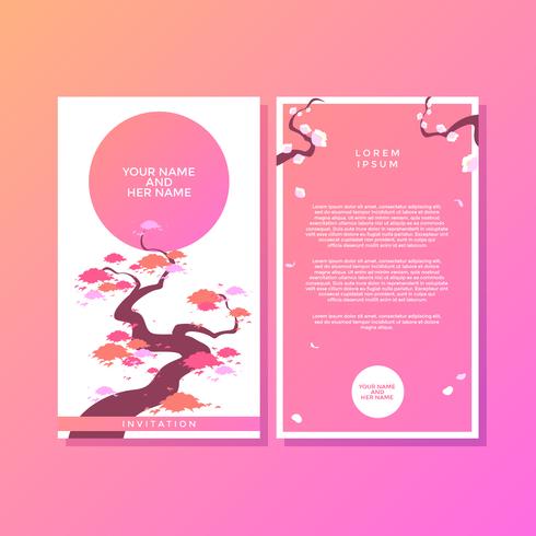 Spring Japanese Style Invitation Template Vector