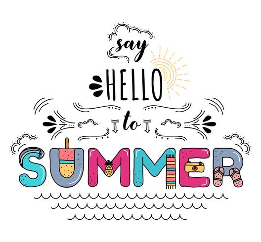 Di Hola a Summer Typography Vector